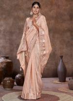 Top Dyed Orange Party Wear Sequins Work Saree